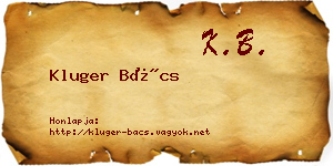 Kluger Bács névjegykártya
